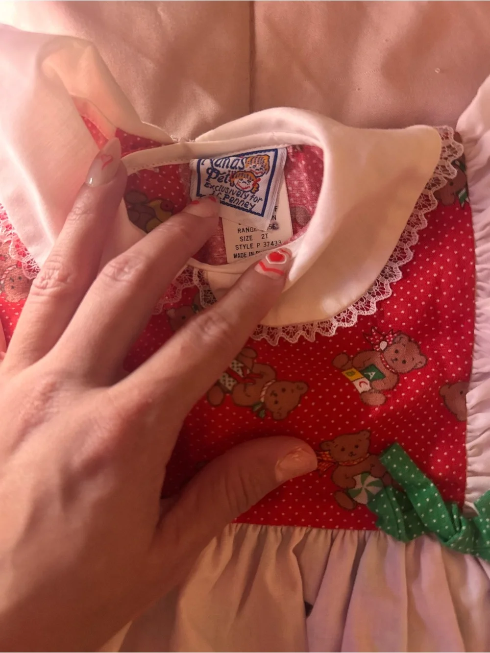 Vintage “nanas pet” Christmas Red Holiday Bear Apron Dress by
